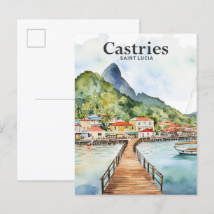 Castries Saint Lucia Malerei Postkarte