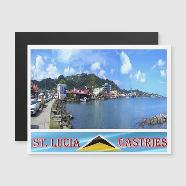 Castries - Saint Lucia - Panorama - Magnetkarte (Vorne/Hinten)