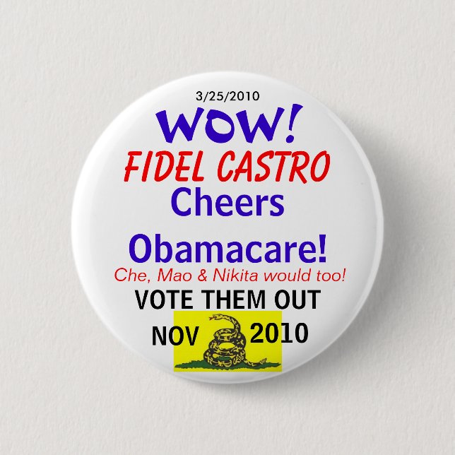 Castro jubelt Obamacare zu Button (Vorderseite)