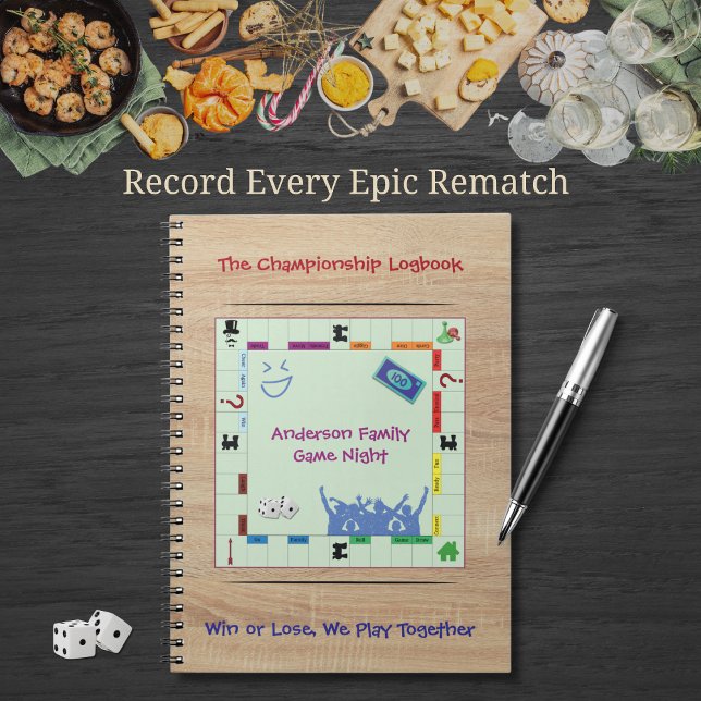 Casual and Fun Board Game Night Scorekeeping Notizblock (Personalized family game night scorebook for recording every epic rematch and championship win.)