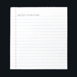 Casual Binder Paper Lined To Do List   Name Notizblock<br><div class="desc">This fun personalized notepad design features a binder paper background with rustic black typewriter text. Great as a personalized to do list but can be edited to just have a phrase as well. This notepad also makes a wonderful gift for kids,  moms,  and grandparents!</div>