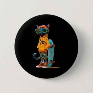 Casual cool skateboard cat costume for boys and button