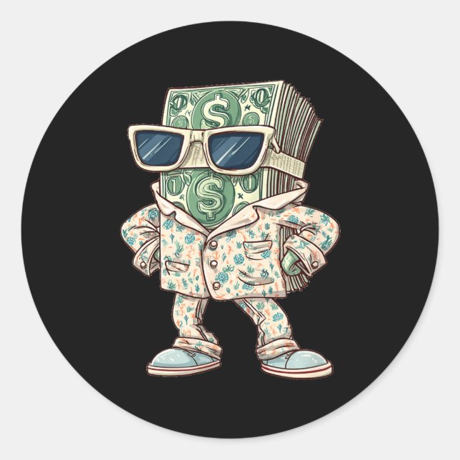 Casual Money Sleepwear Costume For Cash Lovers  Runder Aufkleber (Vorderseite)