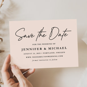 Casual Script Blush Wedding Save The Date