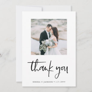 Casual Script   Hochzeit von Minimalistischen zwei Dankeskarte