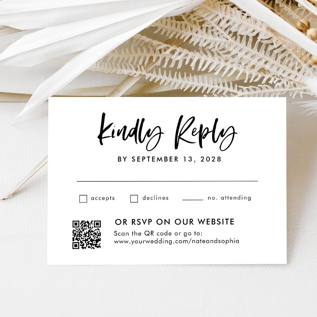 Casual Script | Kombo und Traditionell mit QR-Code RSVP Karte (Von Creator hochgeladen)