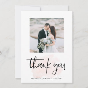 Casual Script   Minimalistische Hochzeit mit zwei  Dankeskarte