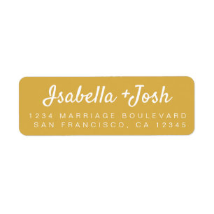 Casual Script Yellow Ochre Wedding Return Address