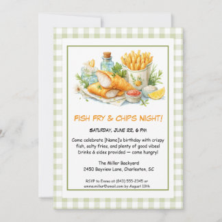 Casual Seafood - Fish Fry & Chips Birthday  Invita Einladung