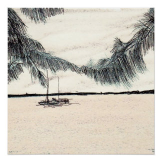 Casuarina-Bäume, Long Island Bahamas Poster
