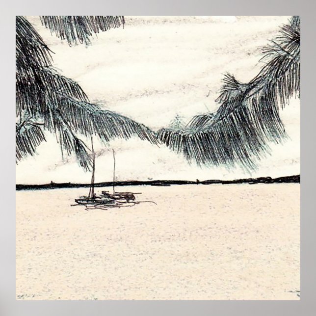Casuarina-Bäume, Long Island Bahamas Poster (Vorne)