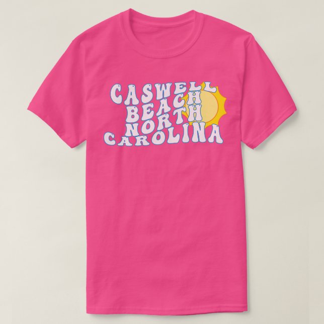 Caswell Beach North olina Retro Wavy Text der 70er T-Shirt (Design vorne)