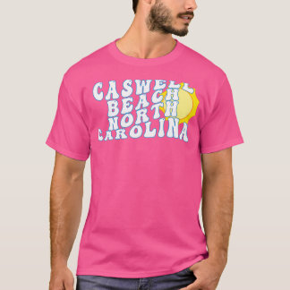 Caswell Beach North olina Retro Wavy Text der 70er T-Shirt