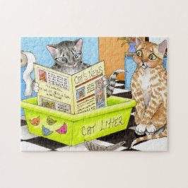 Cat 464 lustige Badezimmerkunst Puzzle
