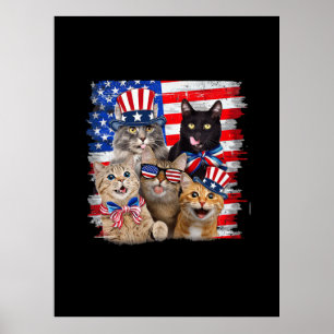 Cat 4. Juli Freedom American Flag Sonnenbrille Poster