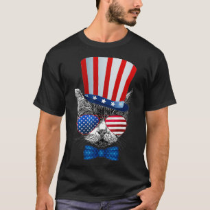 Cat 4. Juli USA Flag Patriotische Frauen T-Shirt