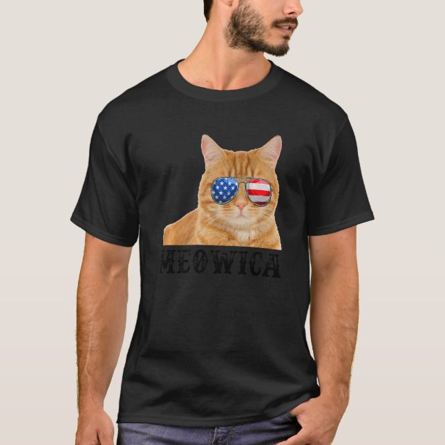 Cat 4. July Kitten USA Flag T-Shirt (Vorderseite)