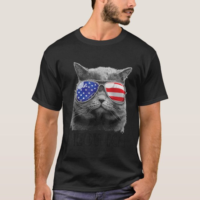 Cat 4. July Meowica Merica Men Women USA Amerika T-Shirt (Vorderseite)