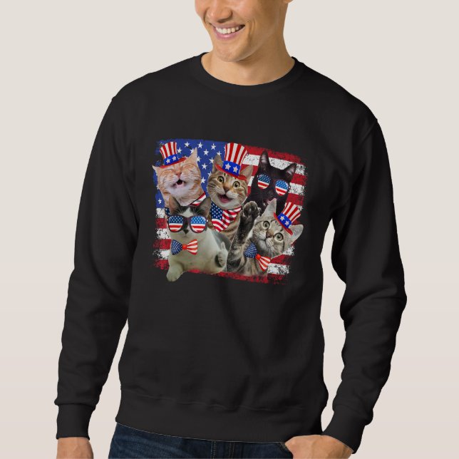 Cat 4th Of July American Flag Patriotic Cat Lover  Sweatshirt (Vorderseite)