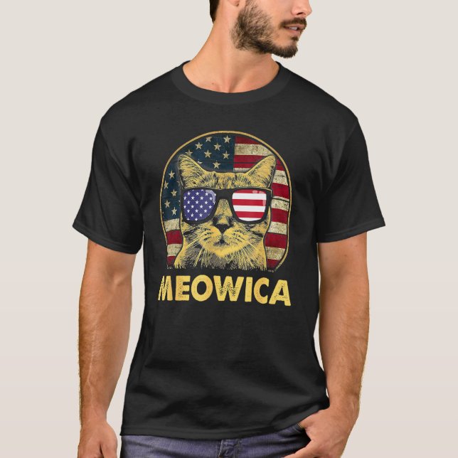 Cat 4th Of July Meowica Girls Boys American Flag S T-Shirt (Vorderseite)