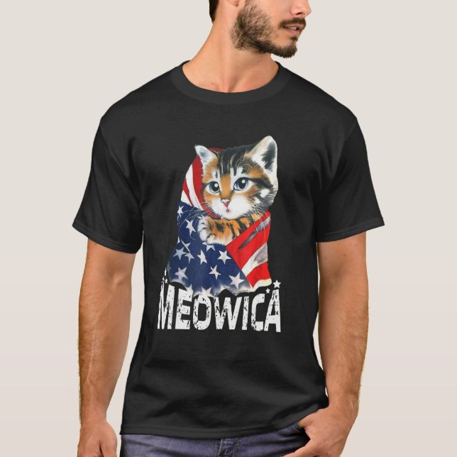 Cat 4th Of July Meowica Patriotic Kitten American  T-Shirt (Vorderseite)