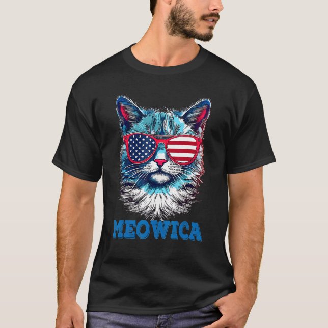 Cat 4th of July Meowica Patriotic T-Shirt (Vorderseite)