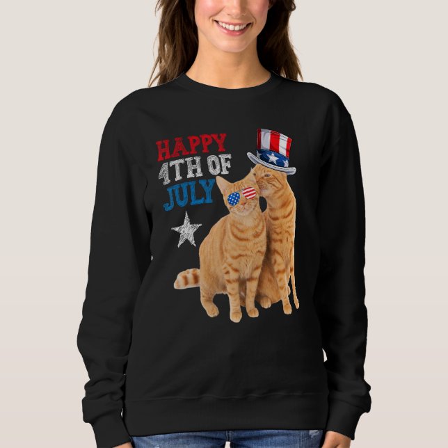 Cat 4th of July USA Flag Family Matching Couples F Sweatshirt (Vorderseite)