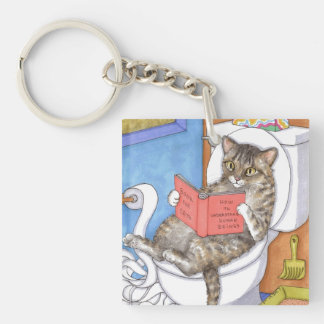 Cat 535 Cat auf Toilette lustige Badezimmerkunst Schlüsselanhänger
