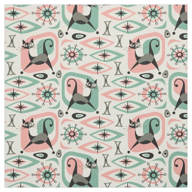 Cat Abstrakt - Pink Turq ©studioxtin Stoff (Muster)