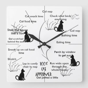 Cat Activity Clock für Katzen CricketDiane Quadratische Wanduhr