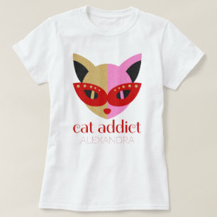 Cat Addict Niedlich rosa Goldname Angepasst T-Shirt
