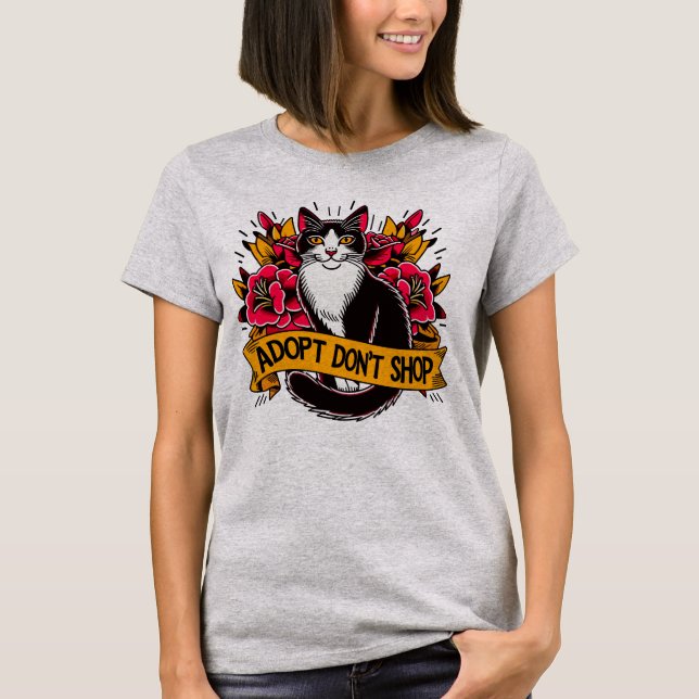 Cat Adoptier Don't Shop T-Shirt (Vorderseite)