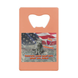 Cat Adoptiere Veteran für lebenslange Freundschaft Geldbeutel Flaschenöffner