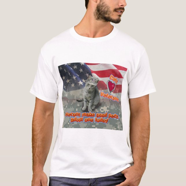 Cat Adoptiere Veteran für lebenslange Freundschaft T-Shirt (Vorderseite)