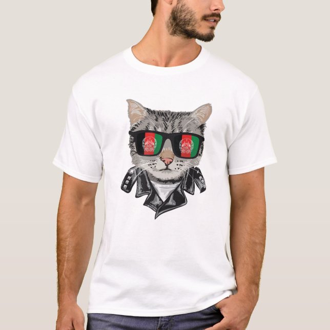 Cat Afghanistan Flag Sonnenbrille - Coole afghanis T-Shirt (Vorderseite)