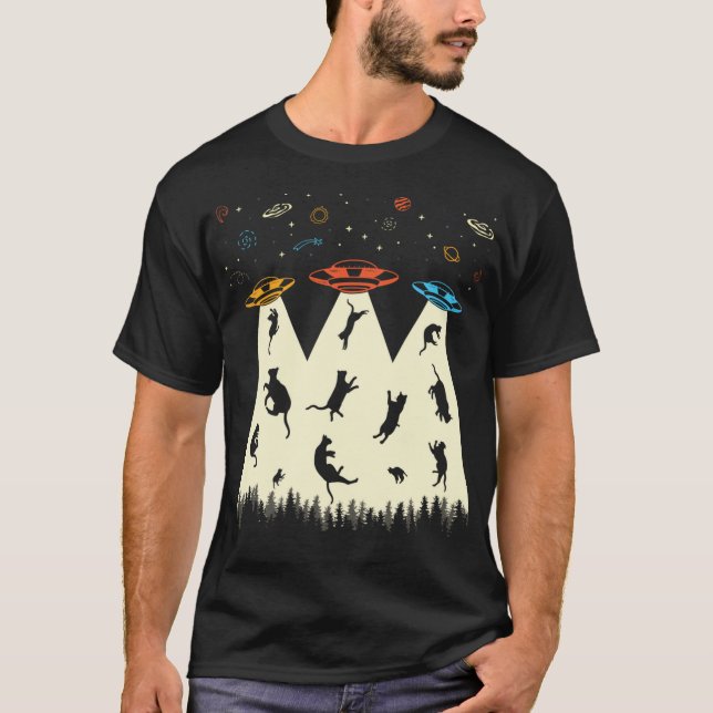 Cat Alien Abduction Kitten Kitty UFO Funny Cat Vat T-Shirt (Vorderseite)
