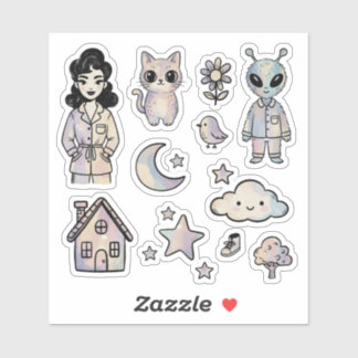 Cat Alien Pinup Girl Coole Illustrations Aufkleber