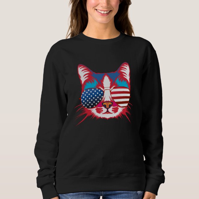 Cat  America Patriotic 4th July Independence Sungl Sweatshirt (Vorderseite)