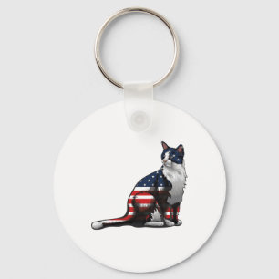 Cat American Flag 4. Juli Niedlich Patriotic Kitte Schlüsselanhänger