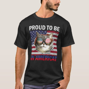 Cat American Flag Brille am 4. Juli T-Shirt