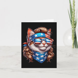 Cat American Flag Patriotic Funny Mullet Cat 4th O Karte