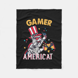Cat Americat 4. Juli American Gamer Fleecedecke