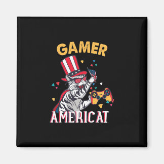 Cat Americat 4. Juli American Gamer Magnet