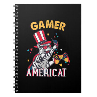 Cat Americat 4. Juli American Gamer Notizblock