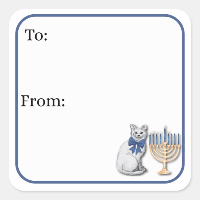 Cat and a Menorah Sticker (Vorderseite)