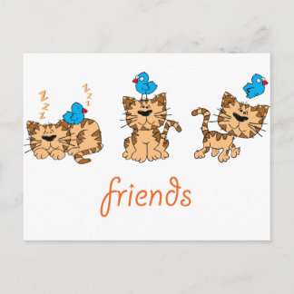 Cat and Bird - Freunde Postkarte