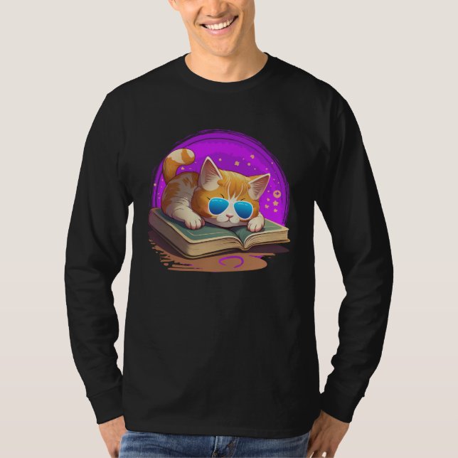 Cat  and Bookworm Book  Books and Cat fans T-Shirt (Vorderseite)
