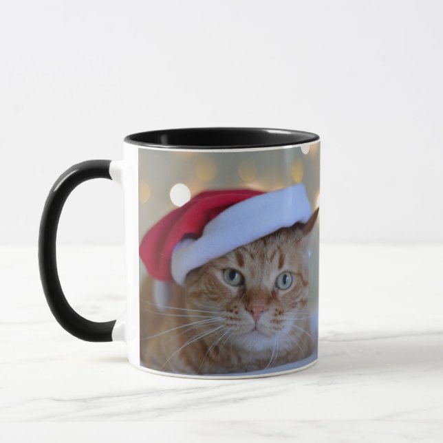 Cat and Christmas lights Tasse (Links)