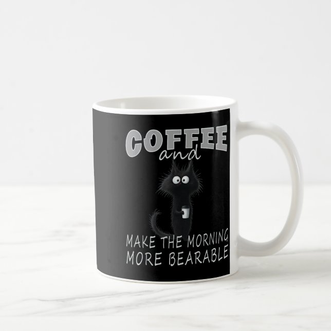 Cat And Coffee Tee Design, Funny-cat Morning Humor Kaffeetasse (Rechts)