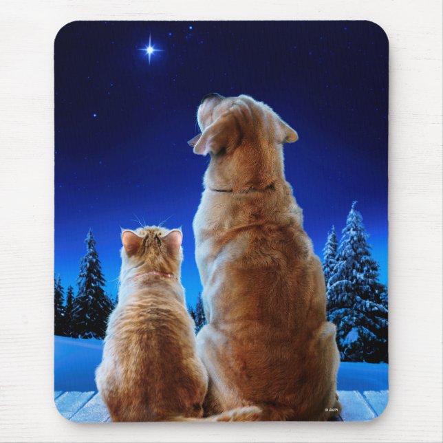 Cat and Dog Christmas Miracle Mousepad (Vorne)